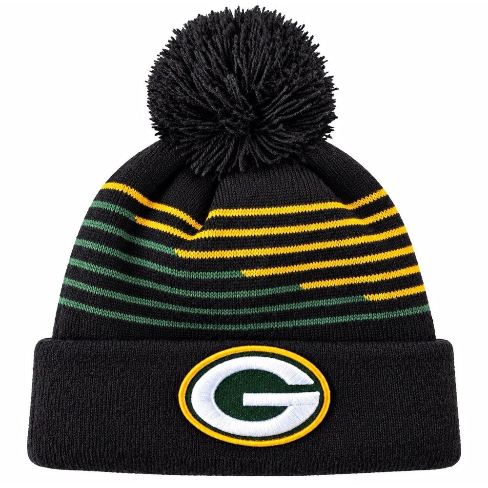 New Era NFL Green Bay Packers Knit Pom Beanie Hat, One Size, Black/Green